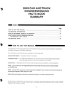 2003 Ford Car & Truck Factory Engine/Emissions Facts Book Summary