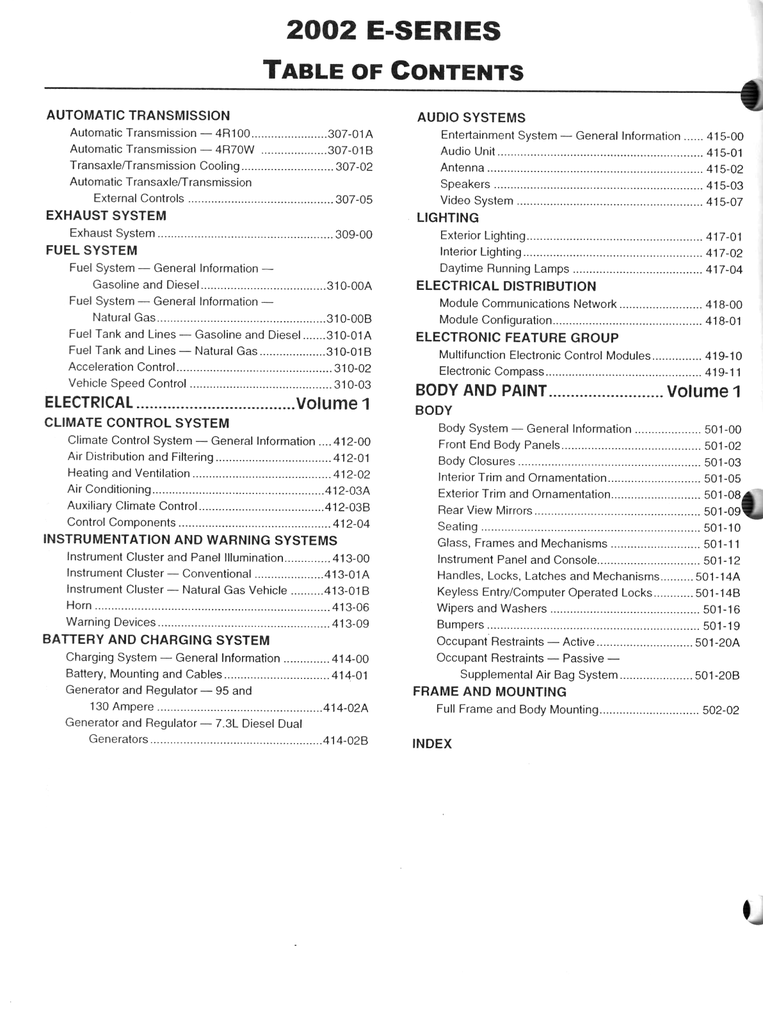 2002 Ford E-Series Econoline Factory Workshop Service Manual Set