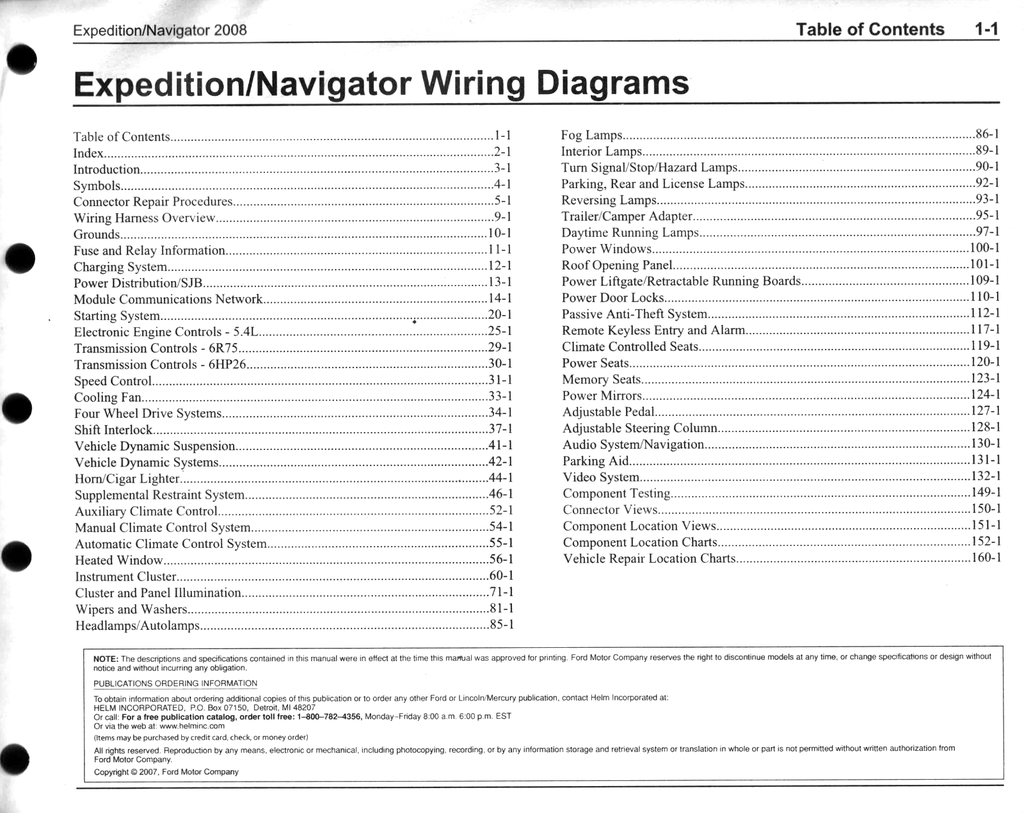 2008 Ford Expedition, Lincoln Navigator Factory Electrical Wiring Diagrams Manual