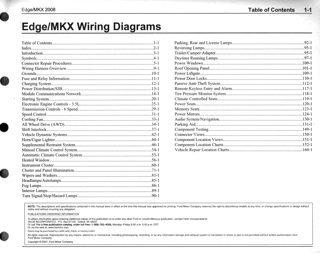 2008 Ford Edge, Lincoln MKX Factory Electrical Wiring Diagrams Manual