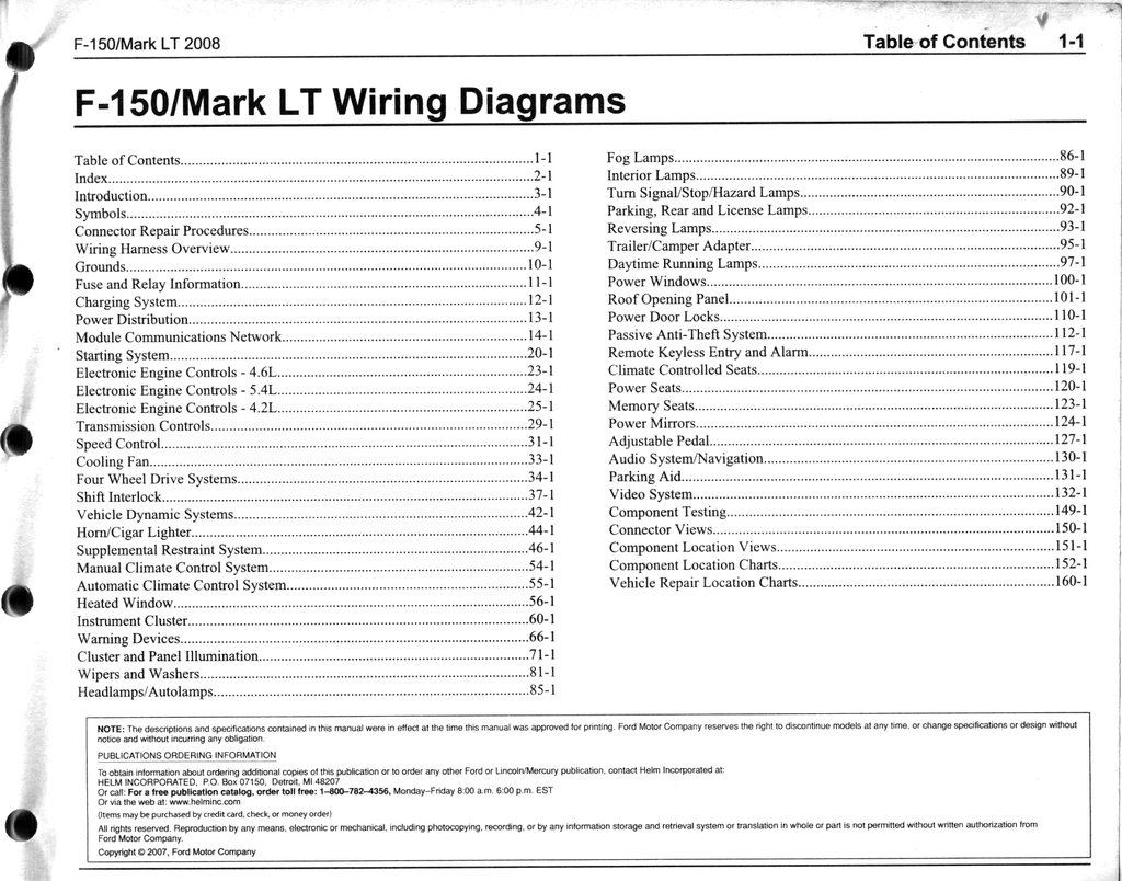 2008 Ford F-150, Lincoln Mark LT Factory Electrical Wiring Diagrams Manual