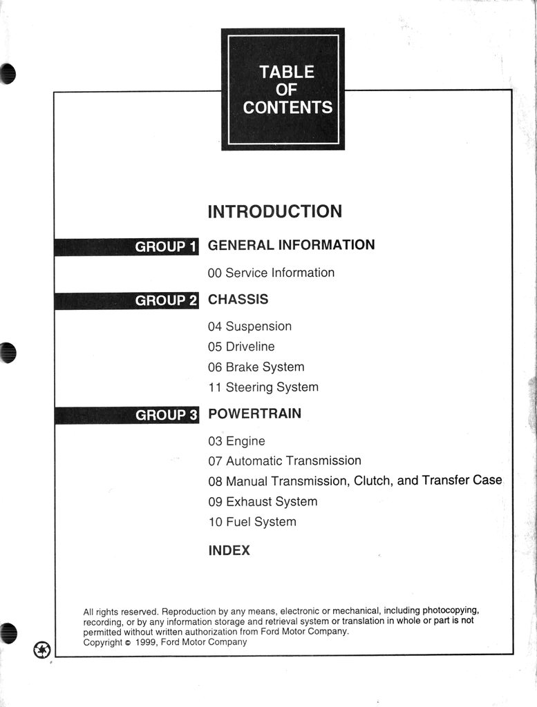 2000 Ford Ranger Factory Workshop Service Manual Set