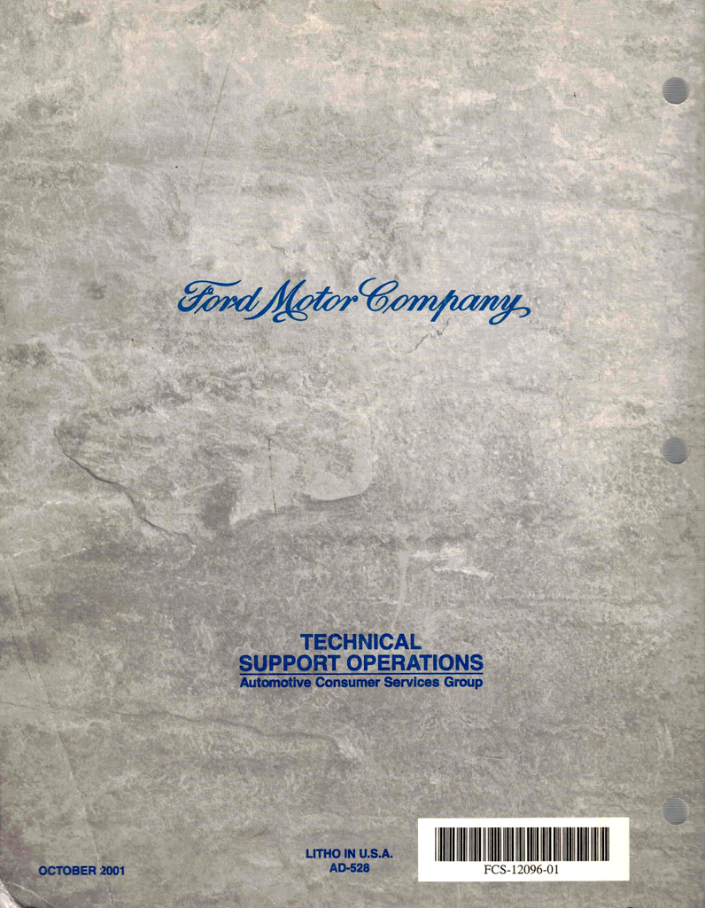 2001 Ford Car & Truck Factory Engine/Emissions Facts Book Summary