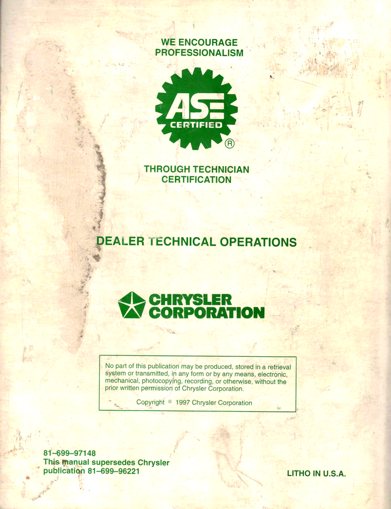 1989-2008 Chrysler 41TE/AE Automatic Transaxle Service/Diagnostic Procedures & Refinements Manual
