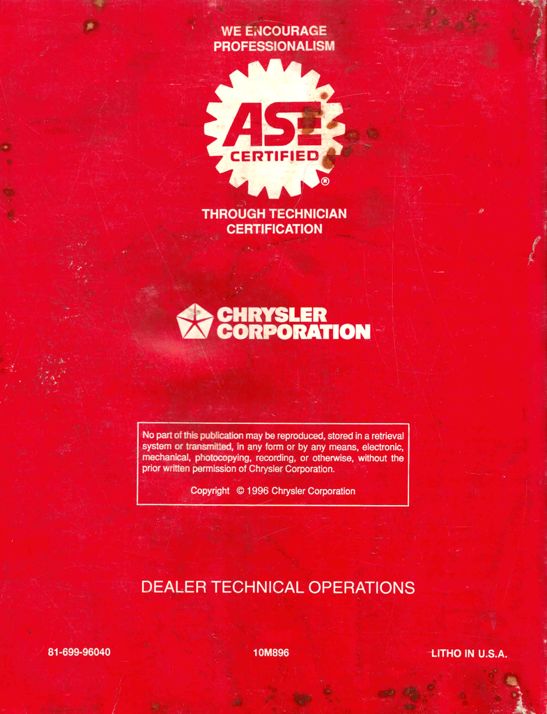 1997 Chrysler/Dodge/Eagle/Plymouth 2.0L/2.4L/2.5L/3.3L/3.5L SFI Passenger Car Powertrain Diagnostic Procedures Factory Service Manual