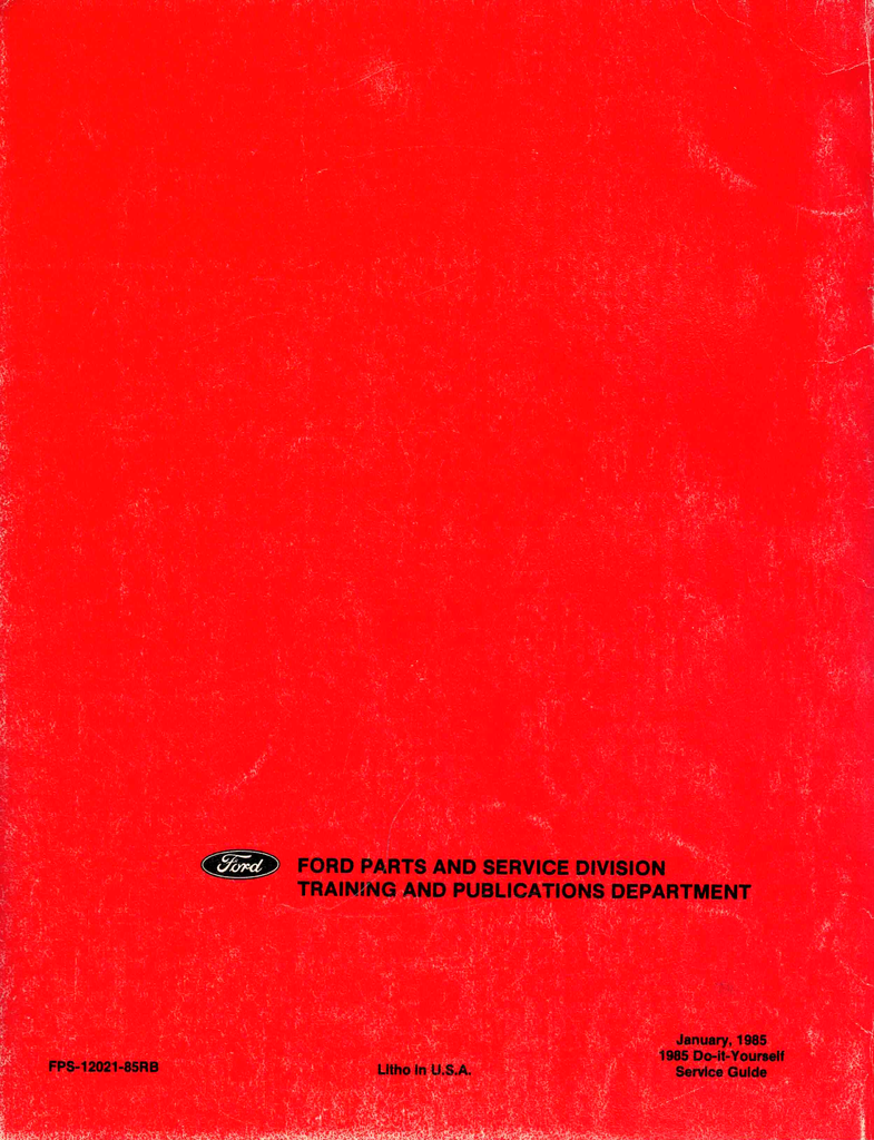 1985 Ford Ranger, Bronco II Do-It-Yourself Service Guide