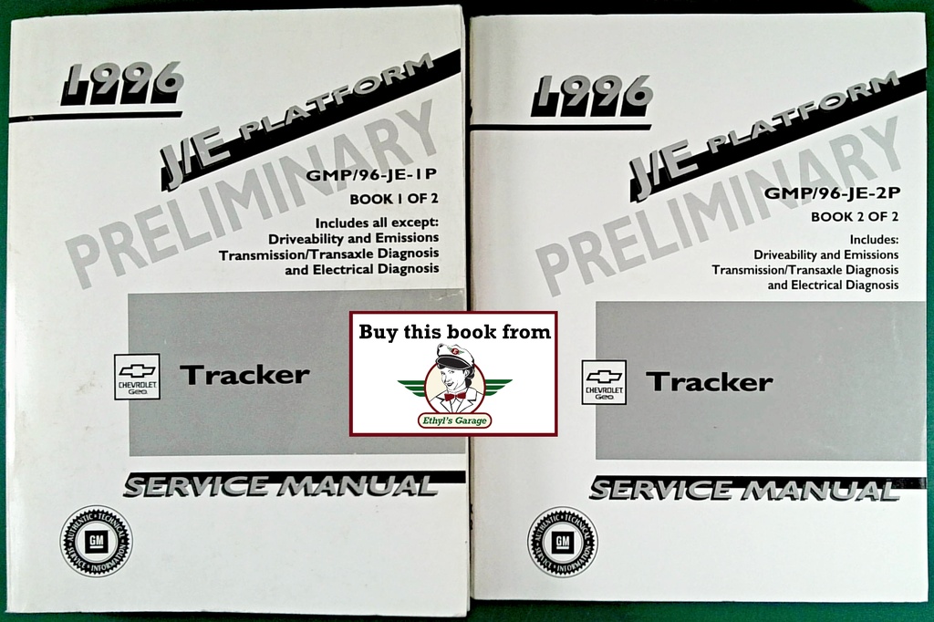 1996 Chevrolet Geo Tracker Preliminary Shop Maintenance Repair Service Manual 2 Vol Set