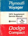 1975 Dodge Tradesman (Compact), Kary-Van & Maxi-Wagon and Plymouth Voyager Shop Repair Service Manual Supplement