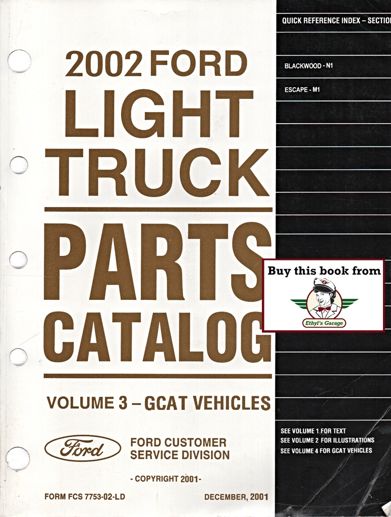 2002 Ford Light Truck Parts Catalog Vol. 3 Lincoln Blackwood, Ford Escape