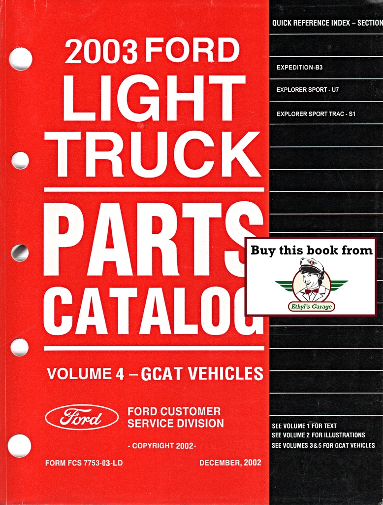 2003 Ford Light Truck Parts Catalog Vol. 4 Expedition, Explorer Sport, Explorer Sport Trac