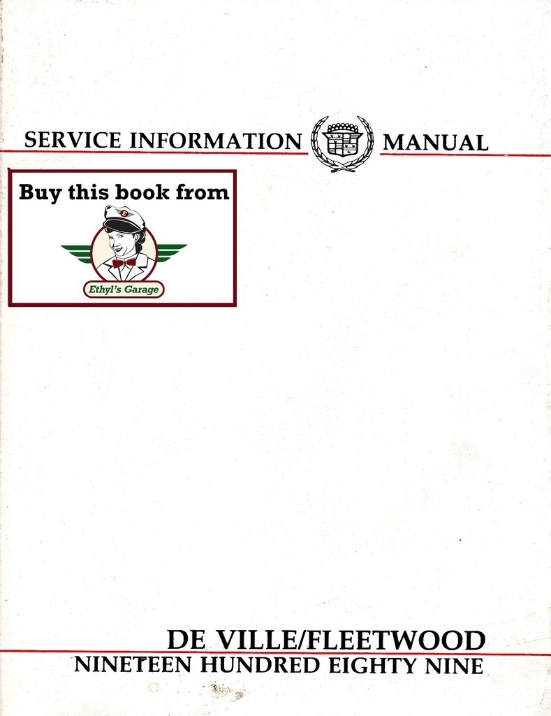 1989 Cadillac DeVille & Fleetwood Factory Shop Service Repair Manual