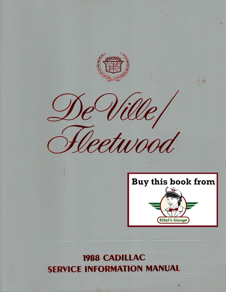 1988 Cadillac DeVille, Fleetwood Factory Shop Service Repair Manual