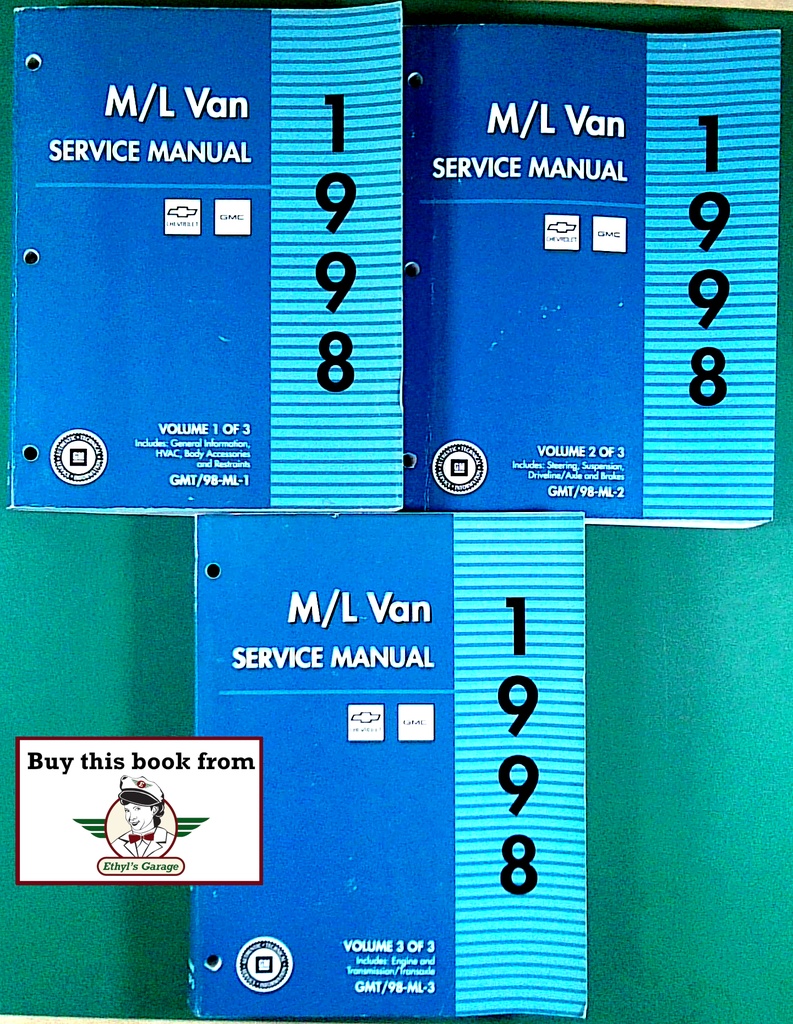 1998 Chevrolet Astro, GMC Safari M/L Van OEM Factory Shop Service Manual 3 Vol Set