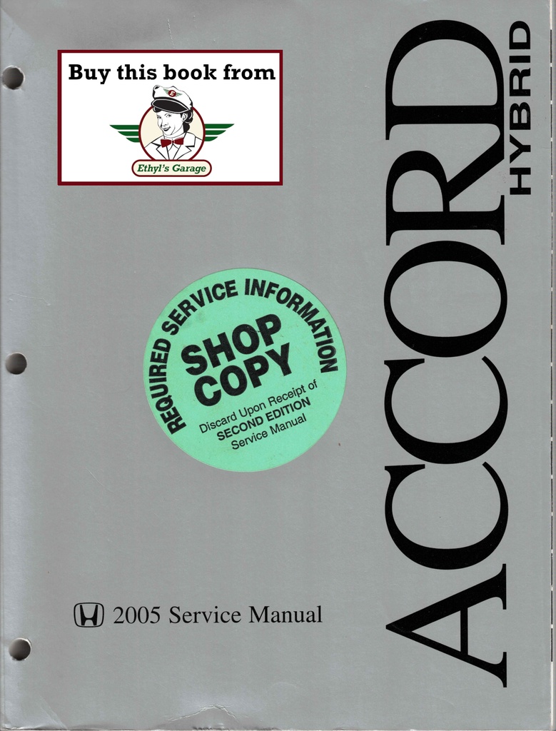 2005 Honda Accord Hybrid OEM Factory Shop Repair Service Manual