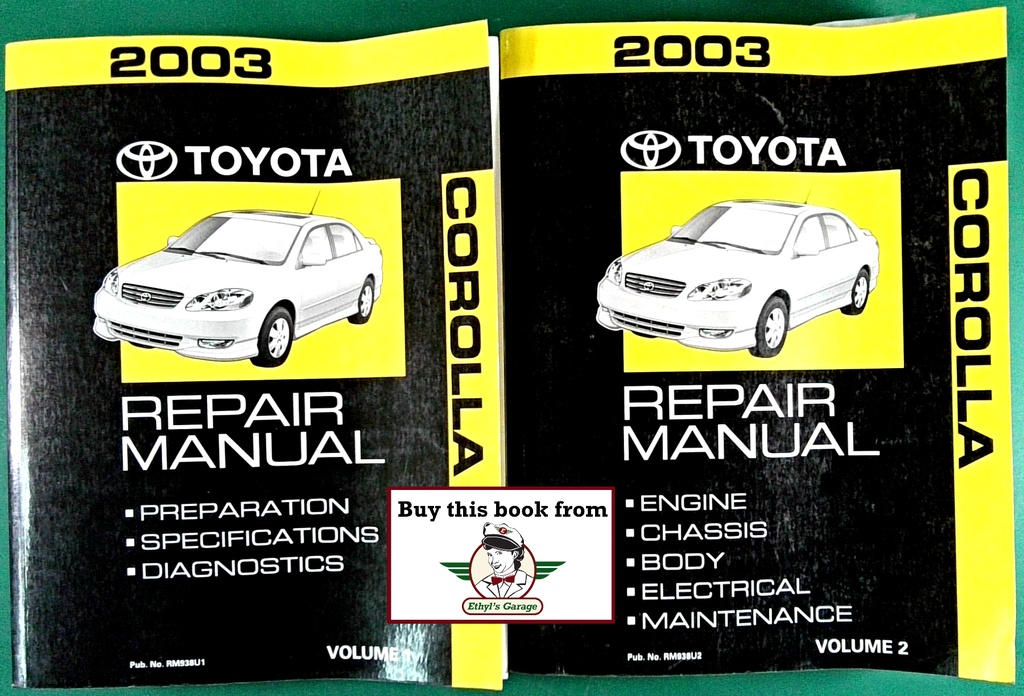 2003 Toyota Corolla ZZE130 OEM Shop Service Repair Manual 2 Vol Set
