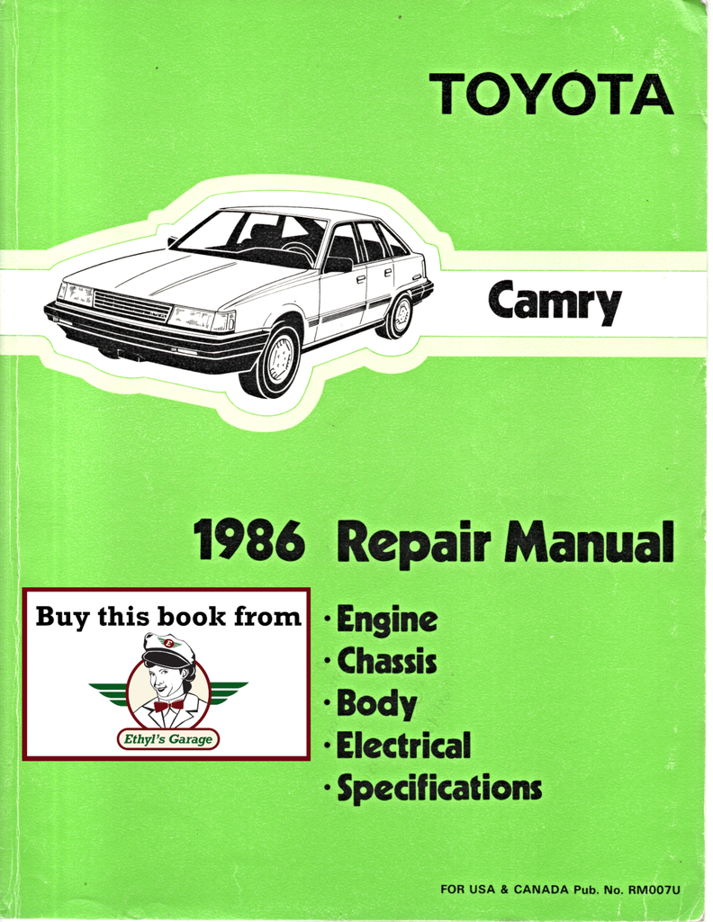 1986 Toyota Camry OEM Factory Shop Service Repair Manual (SV 11 Series, CV 11 Series)