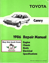 1986 Toyota Camry OEM Factory Shop Service Repair Manual (SV 11 Series, CV 11 Series)