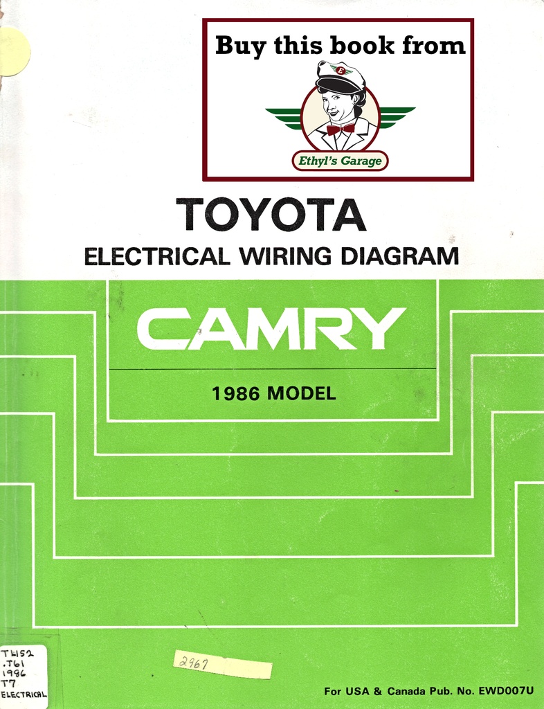 1986 Toyota Camry OEM Shop Service Repair Electrical Wiring Diagram Manual