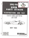 1992, 1993, 1994 Mopar Dodge Viper Parts Catalog