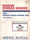 1986 Nissan Stanza Wagon 4WD Shop Repair Service Manual Supplement