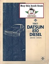 1981 Datsun 810 Diesel Shop Repair Service Manual