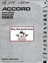 1985 Honda Accord OEM Factory Shop Repair Service Manual