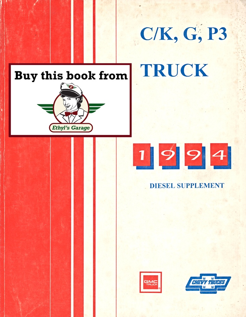 1994 Chevrolet/GMC Diesel C/K (Pickup Suburban Blazer), G-Van, and P3 Chassis  Driveability, Emissions, and Diagnosis Tune-up Manual