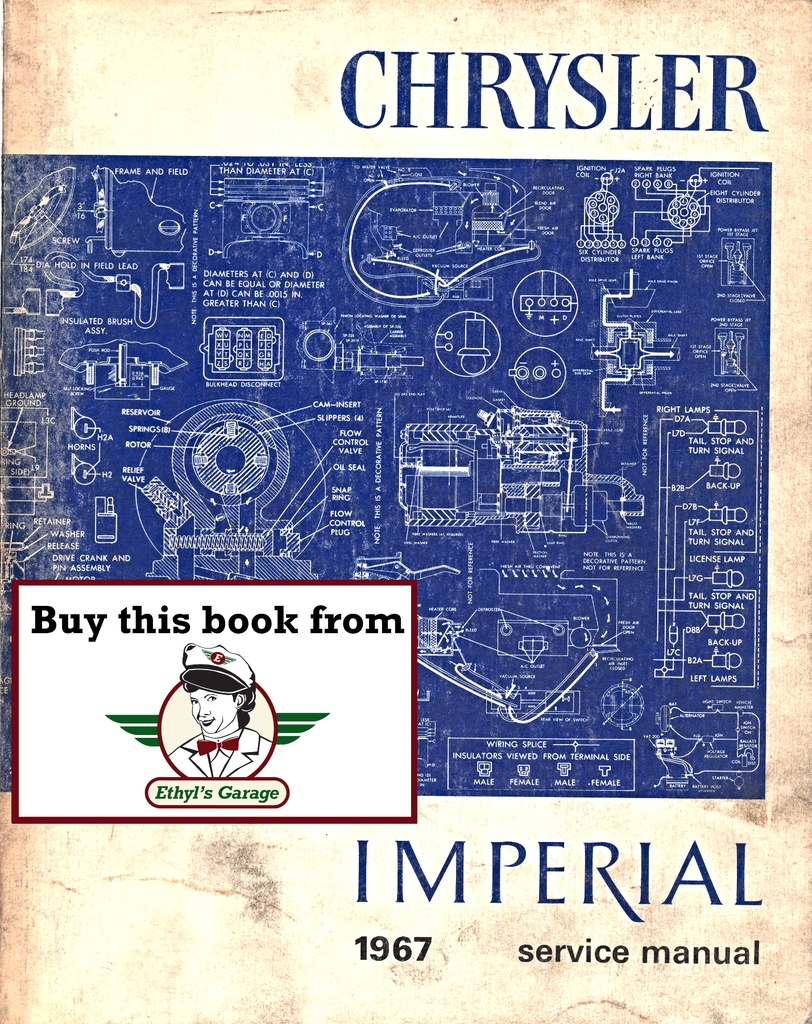 1967 Chrysler Newport New Yorker 300 Imperial Crown LeBaron Shop Repair Maintenance Technical Service Manual