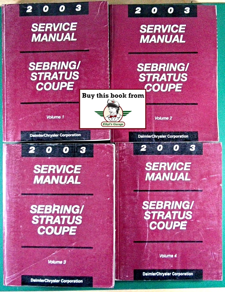 2003 Chrysler Sebring Coupe & Dodge Stratus Coupe Service Shop Repair Manual Complete 4 Vol. Set