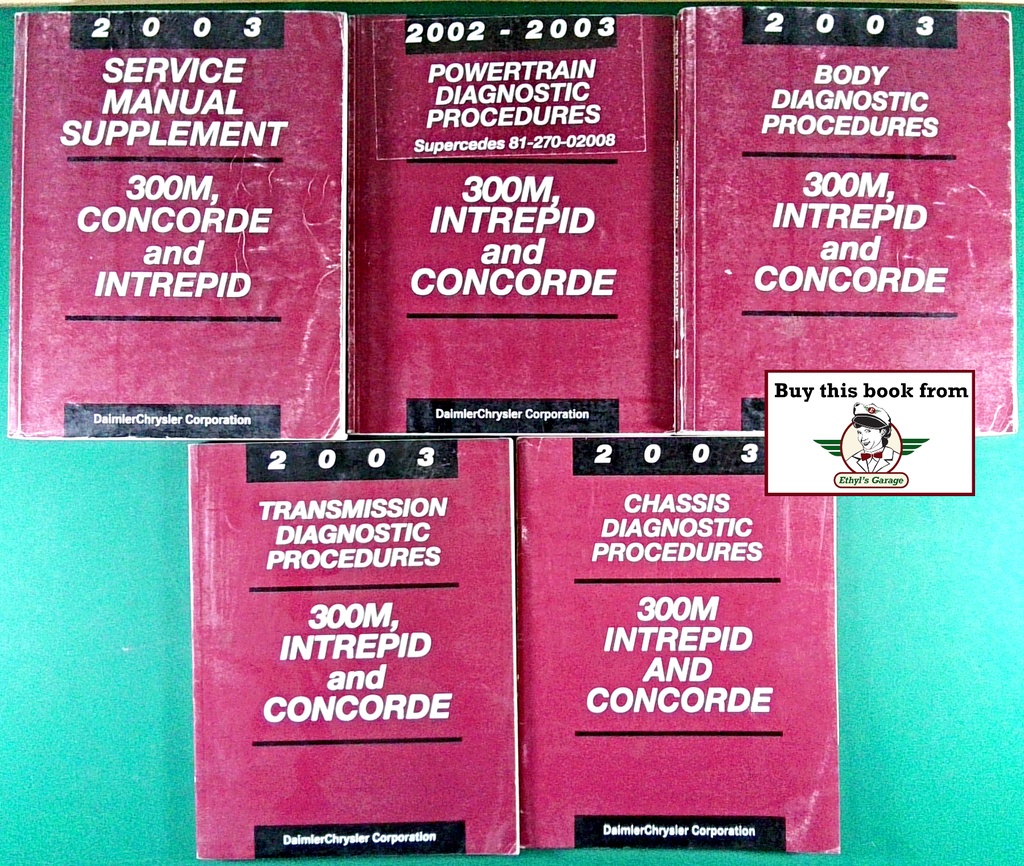 2003 Chrysler/Dodge 300M Concorde Intrepid Shop Repair Service Diagnostic Manuals Complete 5 Vol. Set