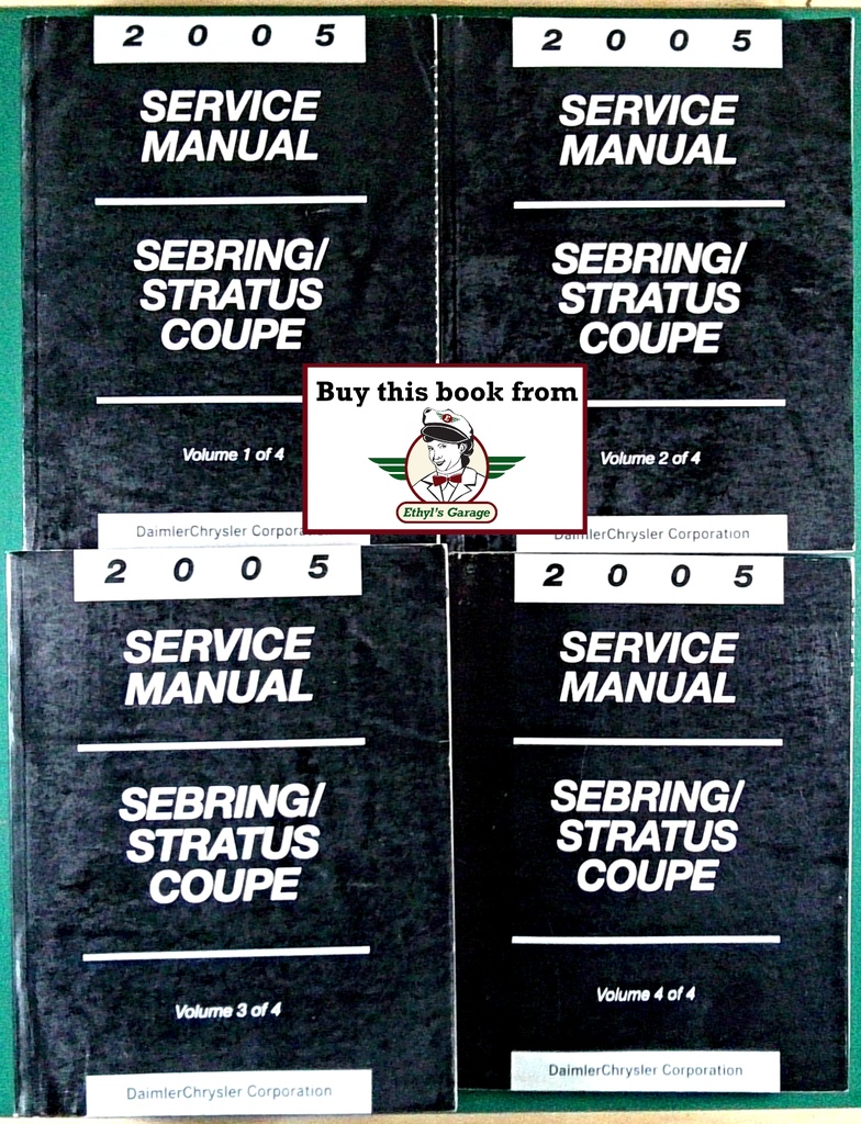 2005 Chrysler Sebring Coupe & Dodge Stratus Coupe Service Shop Repair Manual Complete 4 Vol. Set