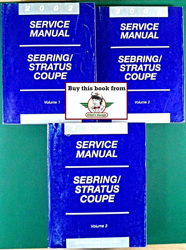 2002 Chrysler Sebring Coupe & Dodge Stratus Coupe Service Shop Repair Manual Complete 3 Vol. Set