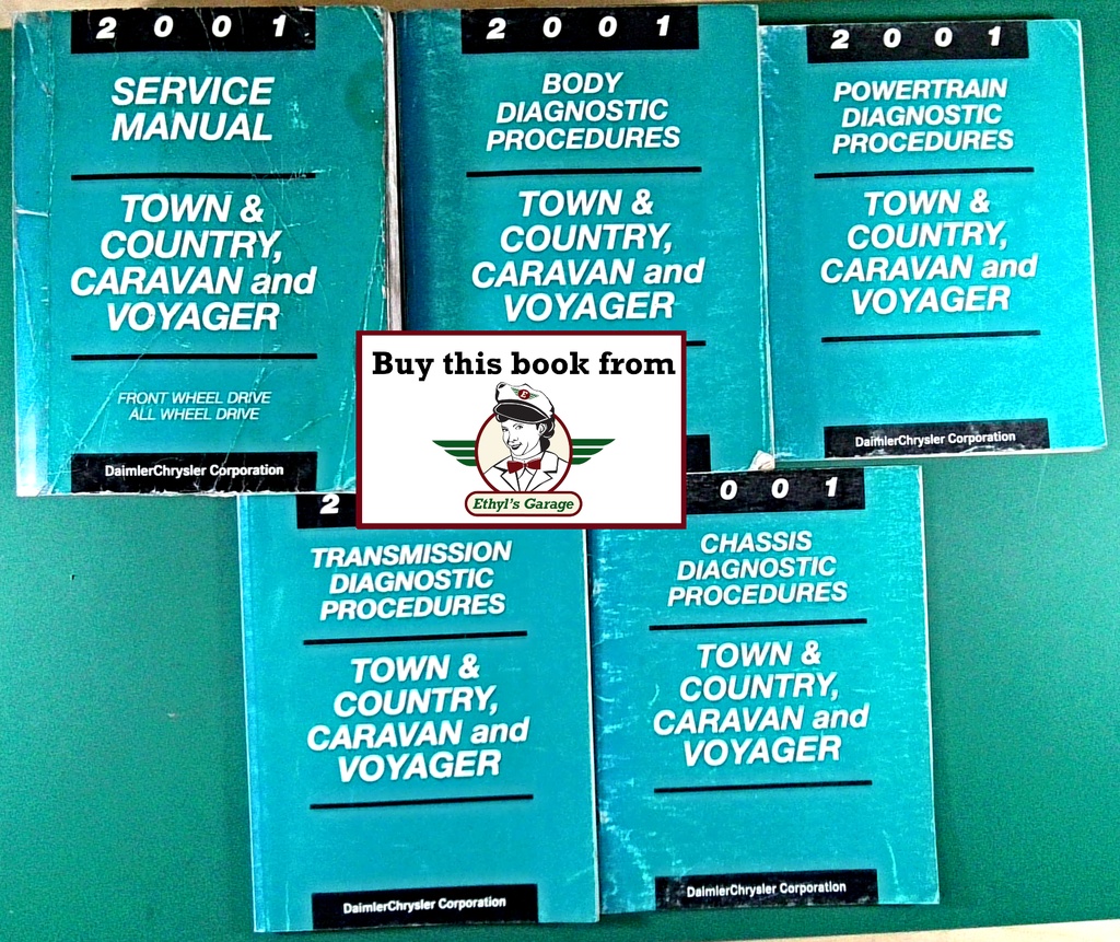2001 Chrysler Town & Country, Dodge Caravan and Plymouth Voyager Original OEM Shop Repair Maintenance Service Manuals Complete 5 Vol. Set
