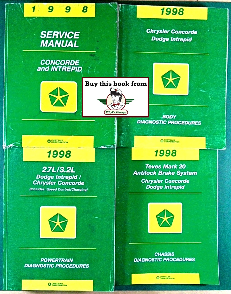 1998 Chrysler/Dodge Concorde Intrepid Shop Repair Maintenance Service Diagnostic Manuals Complete 4 Vol. Set