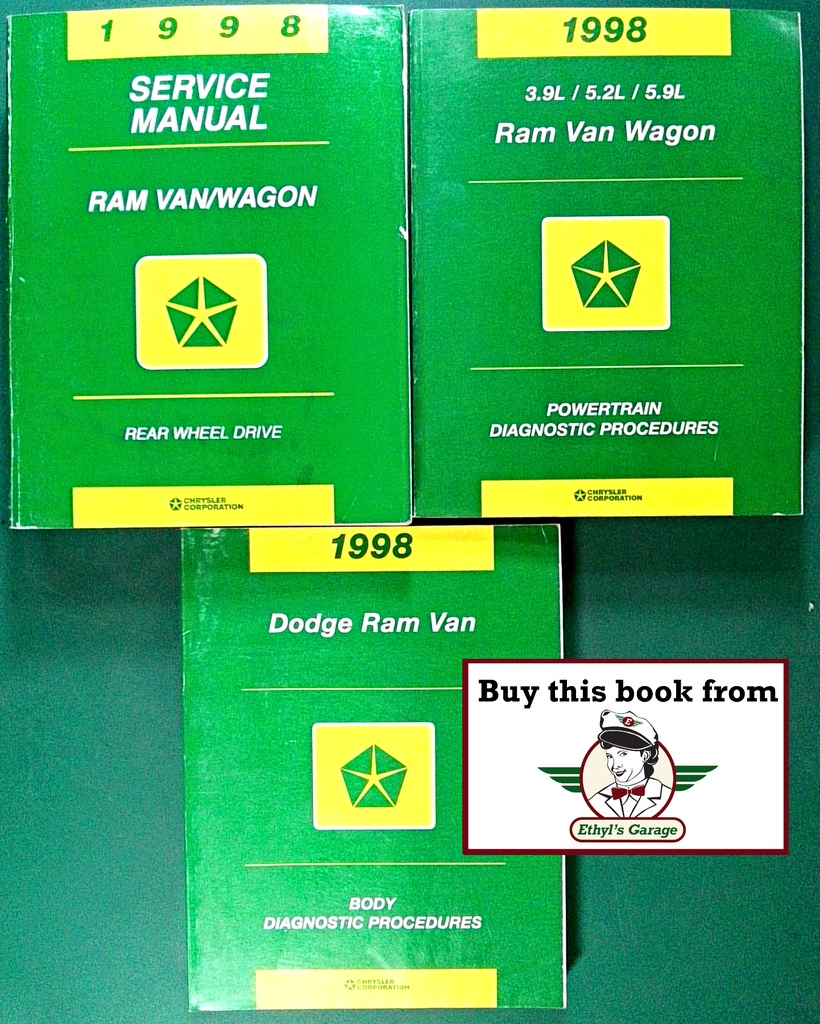 1998 Dodge RAM Van B1500 B2500 B3500 Factory Shop Repair Service and Diagnostic Manuals Set