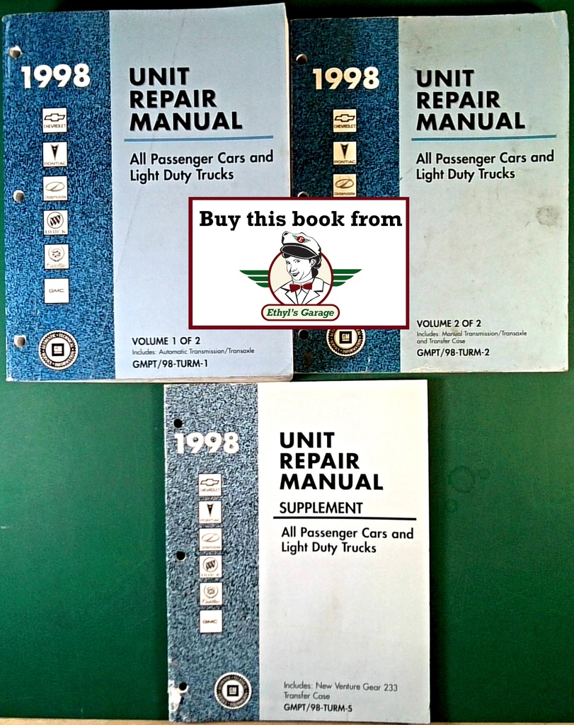 1998 GM Chevrolet/Pontiac/Buick/Cadillac/Oldsmobile/GMC Light Duty Truck+Car Transmission Transaxle Transfer Case Unit Repair Manual Set+Supplement