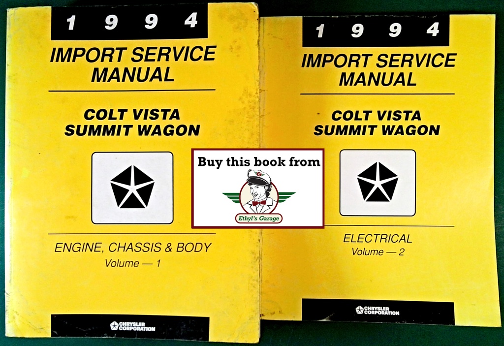 1994 Dodge/Plymouth/Eagle Colt/Summit Wagon Shop Maintenance Repair Service & Electrical Manual 2 Vol. Set