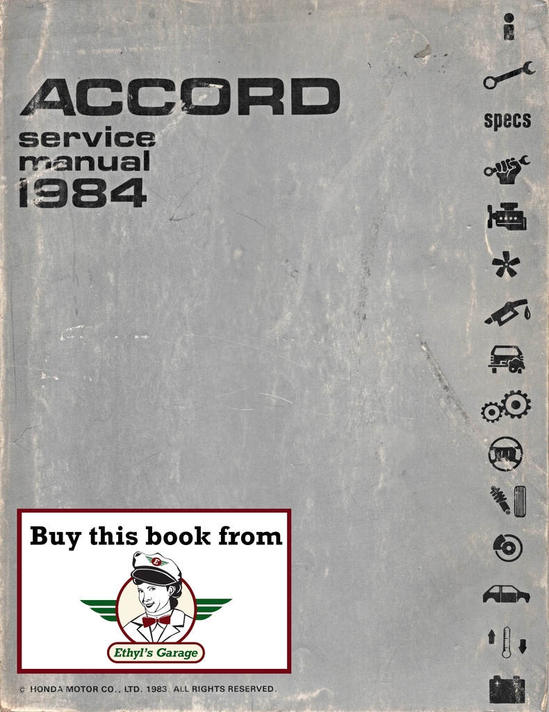 1984 Honda Accord OEM Factory Shop Repair Service Manual