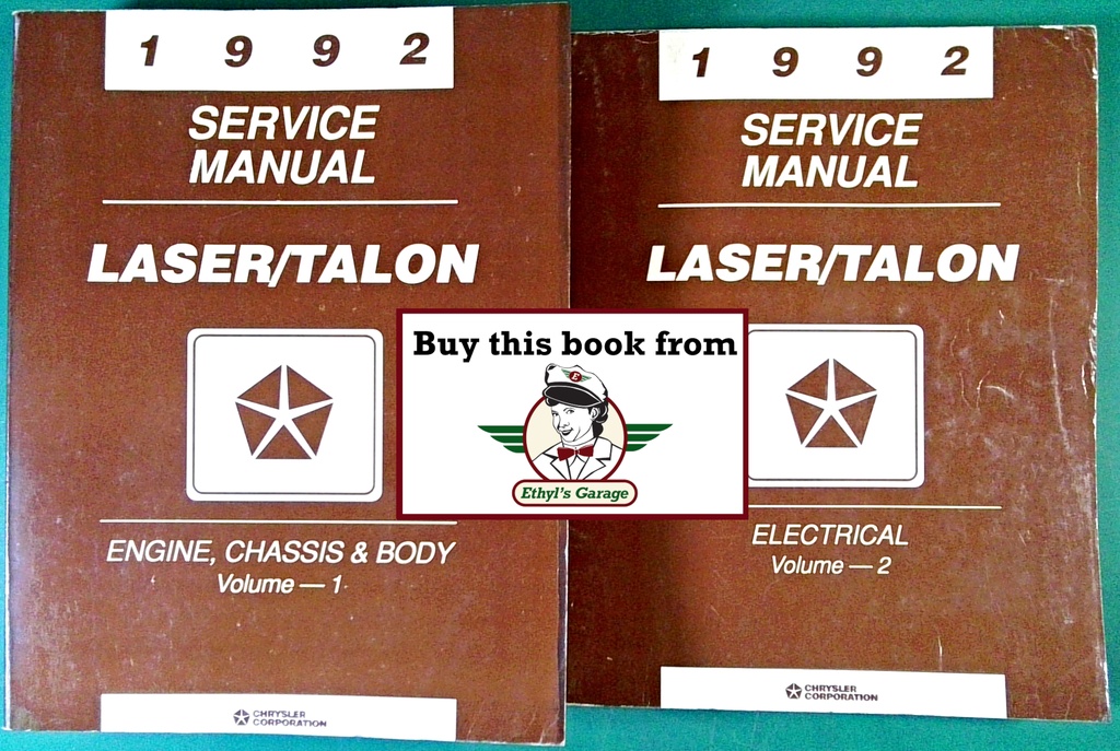 1992 Plymouth Laser, Eagle Talon Factory Shop Repair Service & Electrical Manual 2 Vol. Set