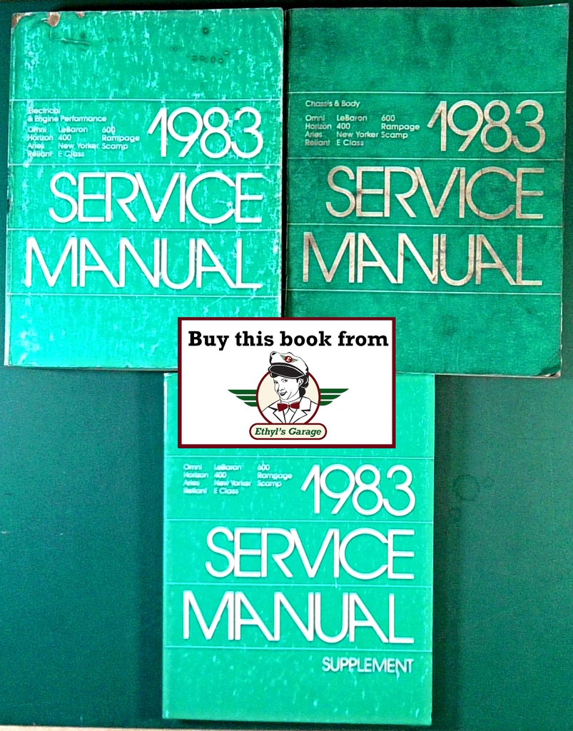 1983 Chrysler/Dodge/Plymouth Front-Wheel-Drive Car Shop Service Manual+Supplement New Yorker 600 Aries Reliant Rampage Scamp Omni Horizon LeBaron 400