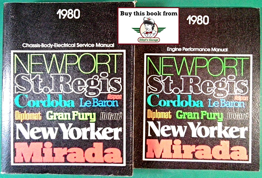 1980 Chrysler/Plymouth/Dodge Shop Repair Service Manual Set LeBaron/Volare/Aspen/New Yorker/Newport/Diplomat/St. Regis/Cordoba/Mirada/Caravelle/Gran Fury