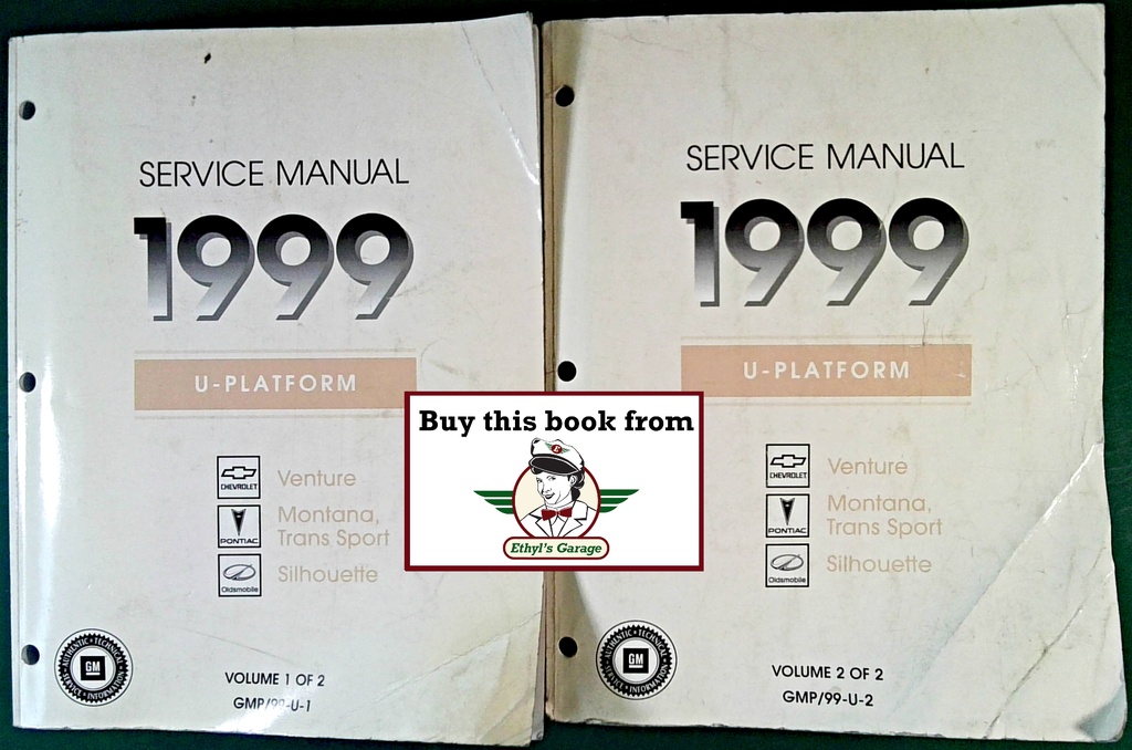 1999 Chevrolet Venture Pontiac Trans Sport/Montana Oldsmobile Silhouette Shop Repair Maintenance Service Manual Complete 2 Vol. Set