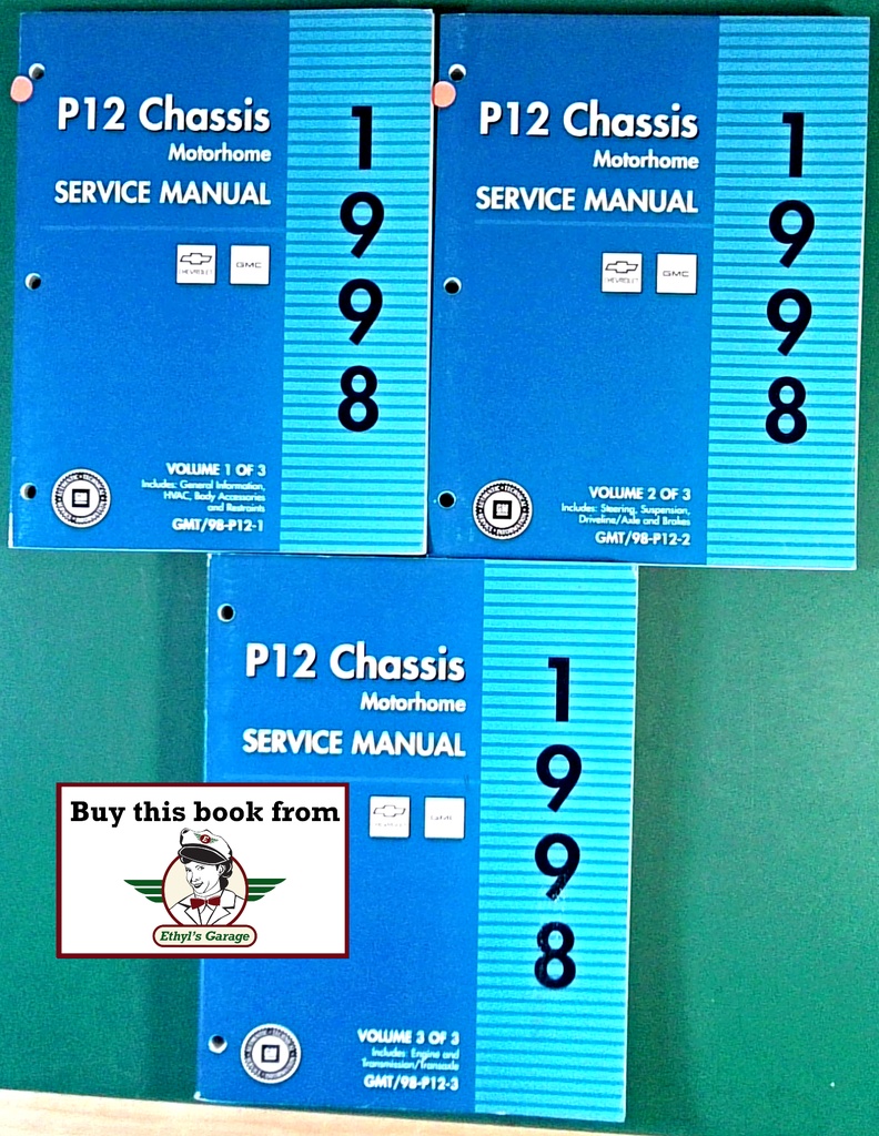 1998 Chevrolet/GMC P12 Forward Control Motorhome and Commercial Chassis Shop Repair Maintenance Service Manual 3 Vol. Set