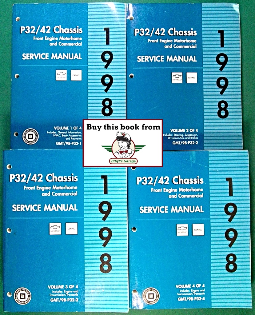 1998 Chevrolet/GMC P32/P42 Front Engine Motorhome and Commercial Chassis Shop Repair Maintenance Service Manual 4 Vol. Set