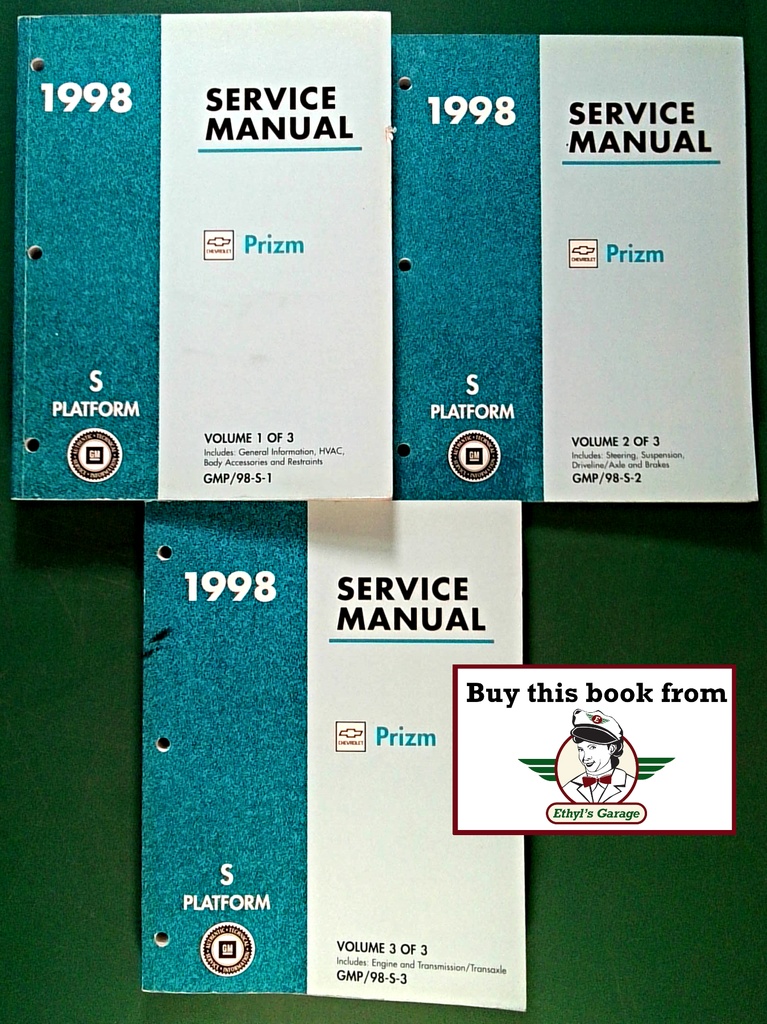 1998 Chevrolet Geo Prizm Shop Maintenance Repair Service Manual 3 Vol Set