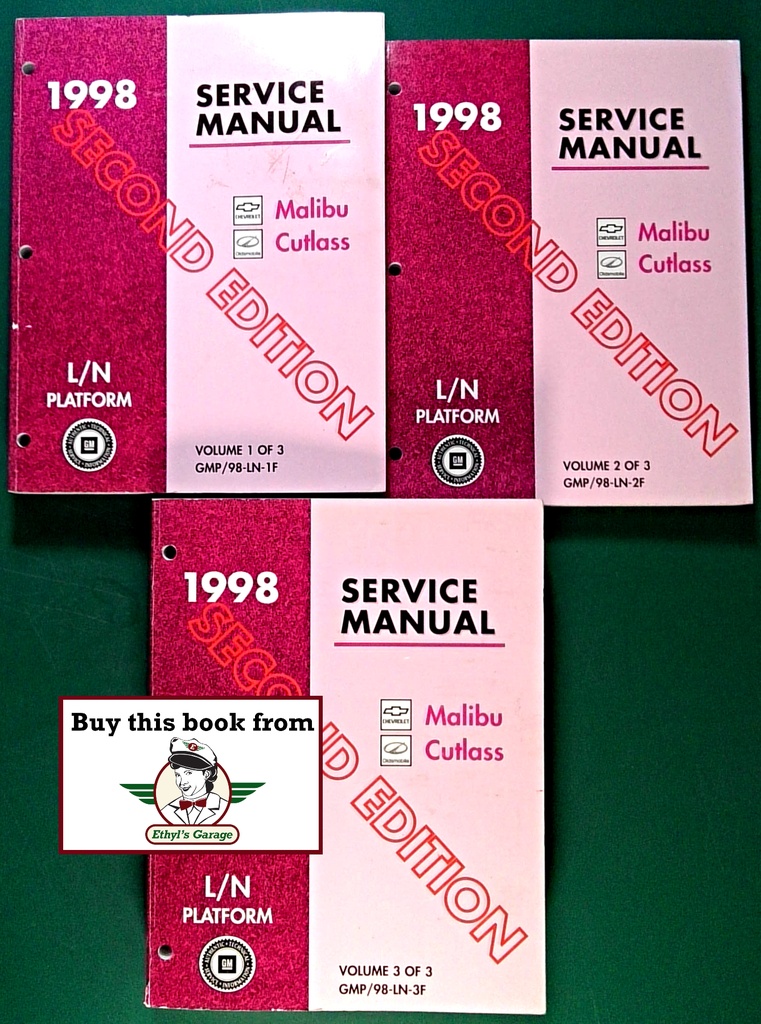1998 Chevrolet Malibu Oldsmobile Cutlass L/N Shop Repair Maintenance Service Manual 3 Vol. Set 2nd Edition