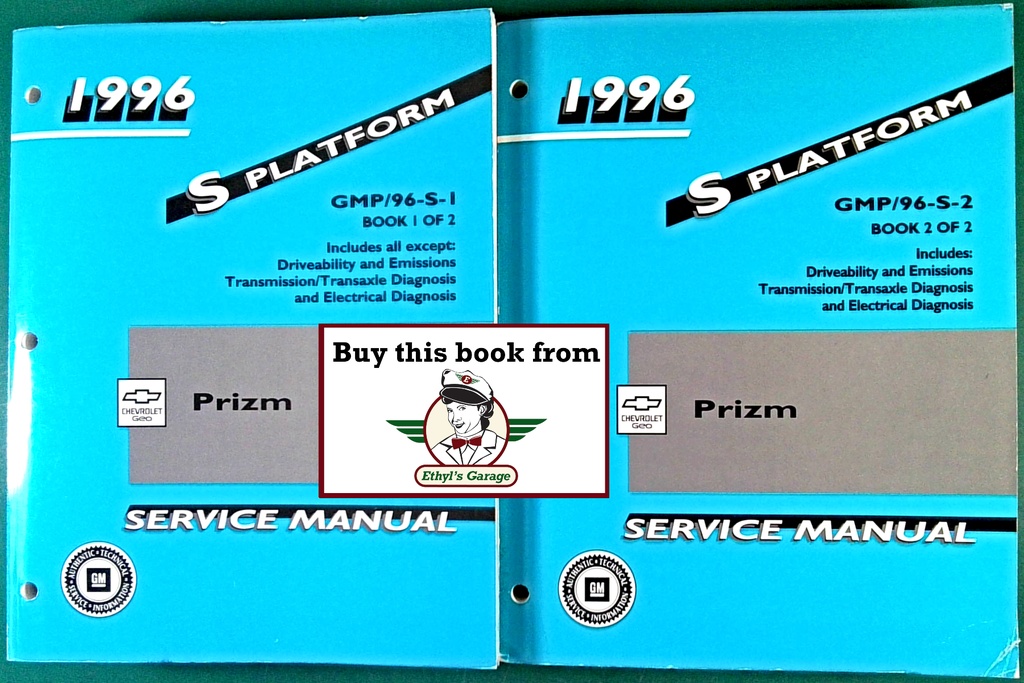 1996 Chevrolet Geo Prizm Shop Maintenance Repair Service Manual 2 Vol Set
