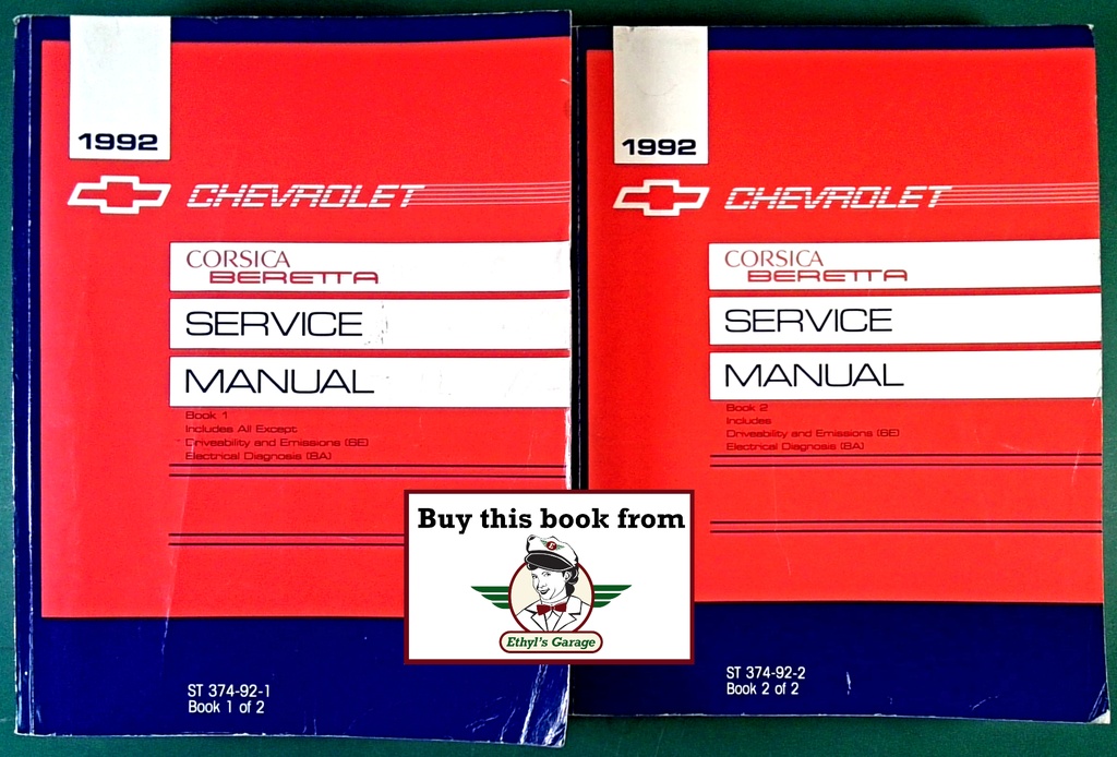 1992 Chevrolet Corsica/Beretta L-Platform Shop Repair Maintenance Service Manual 2 Vol Set GTZ 