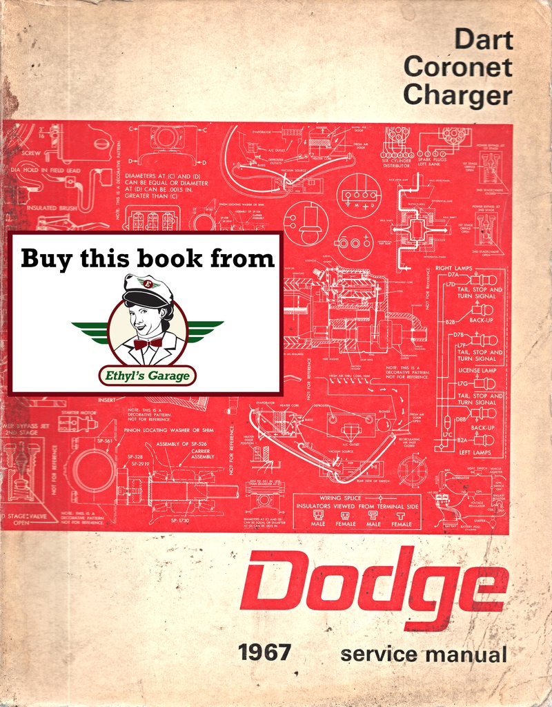 1967 Dodge Dart Coronet Charger Shop Maintenance Repair Service Manual