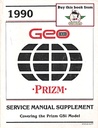 1990 Geo Prizm GSi Shop Repair Maintenance Service Manual Supplement